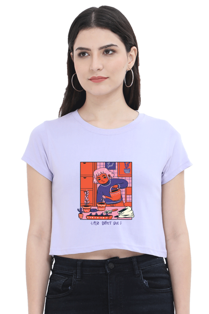Girl Watering Plant Crop Top