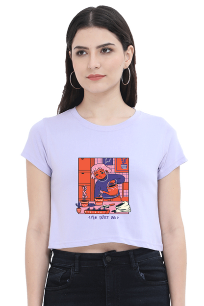 Girl Watering Plant Crop Top