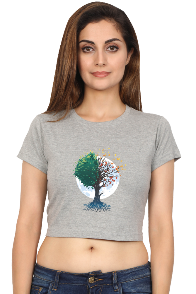 Tree Of Butterflies Autumn Crop Top