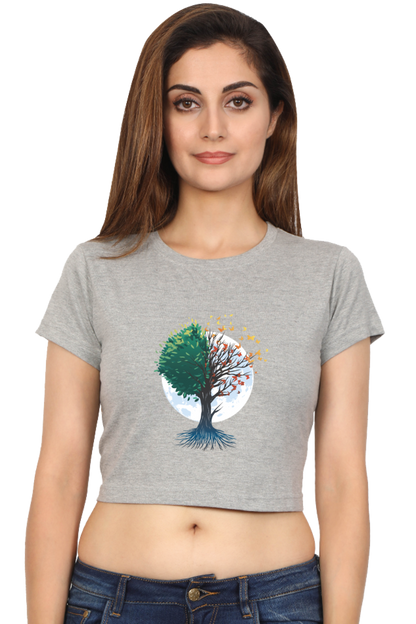 Tree Of Butterflies Autumn Crop Top