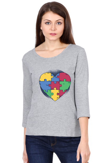 Autism Heart Puzzle Round Neck Full Sleeve