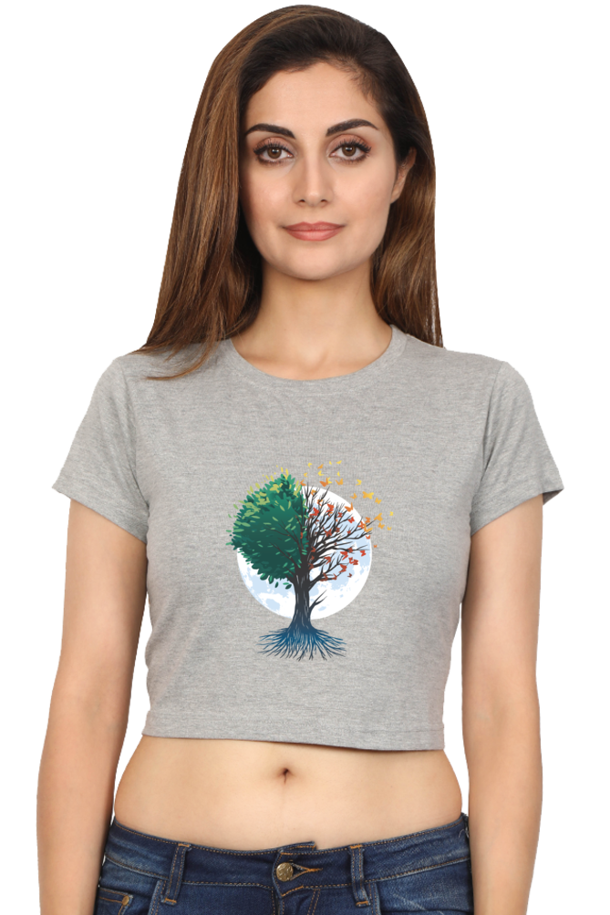 Tree Of Butterflies Autumn Crop Top