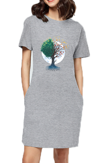 Tree Of Butterflies Autumn T-Shirt Dress