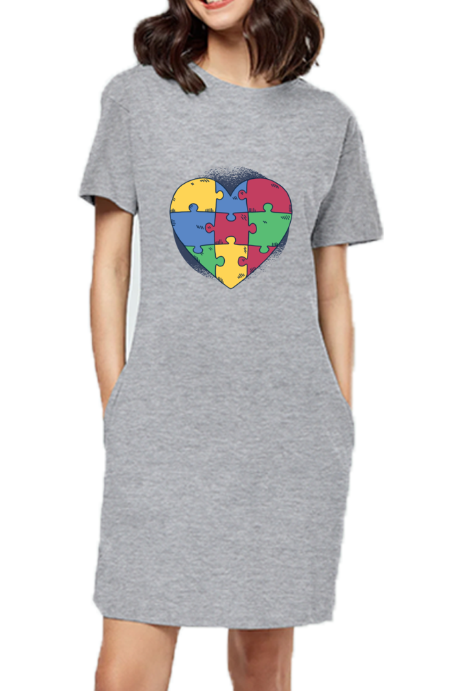 Autism Heart Puzzle T-Shirt Dress
