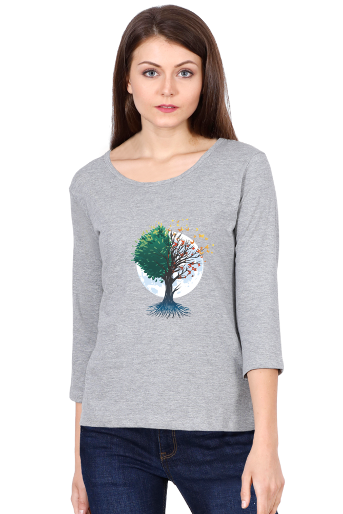 Tree Of Butterflies Autumn Round Neck Full Sleeve