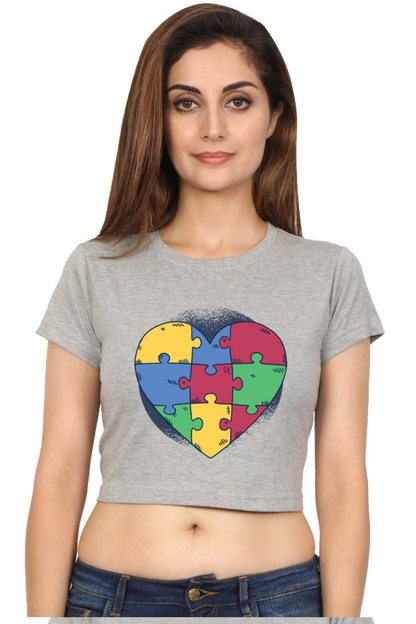 Autism Heart Puzzle Crop Top