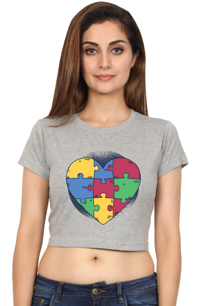 Autism Heart Puzzle Crop Top