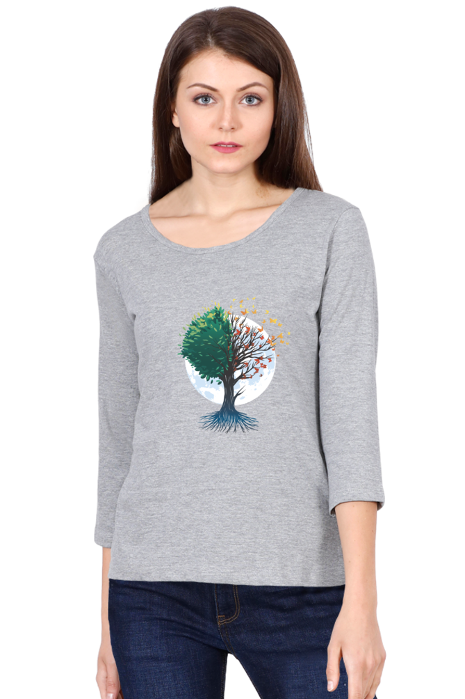 Tree Of Butterflies Autumn Round Neck Full Sleeve