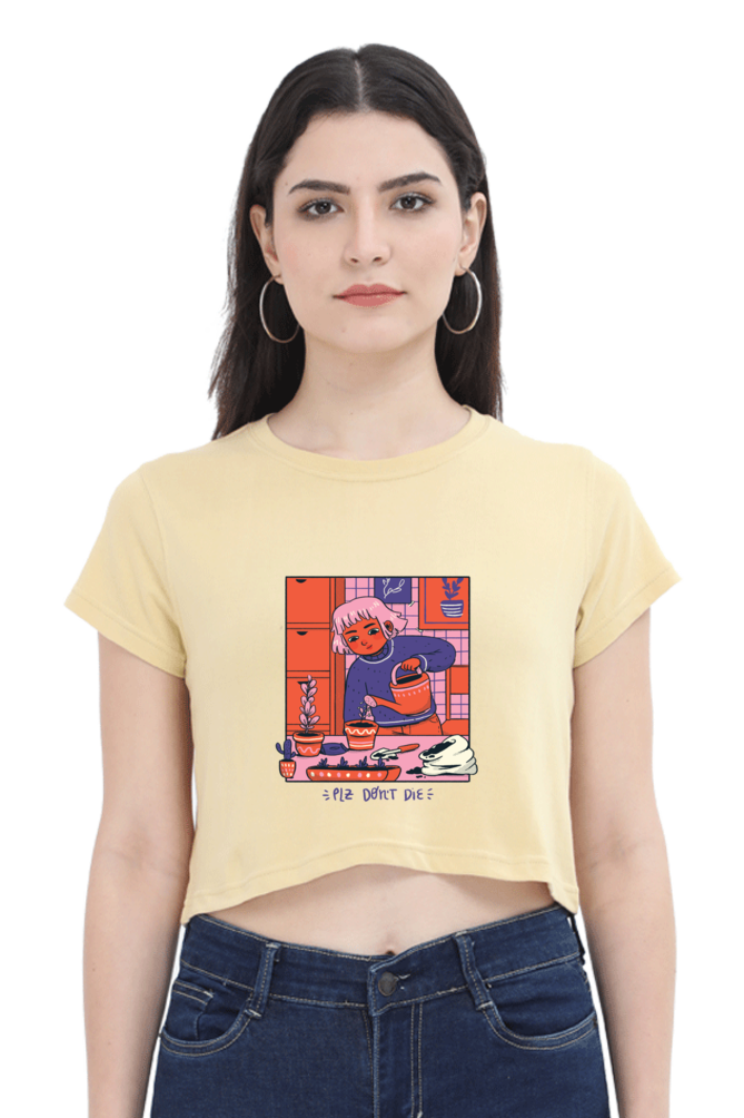 Girl Watering Plant Crop Top