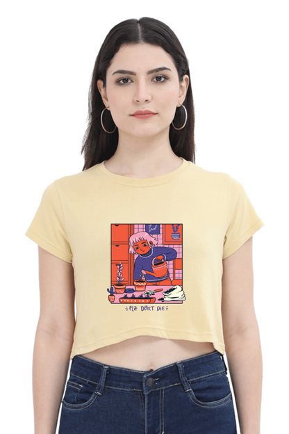 Girl Watering Plant Crop Top