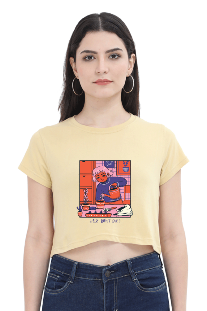 Girl Watering Plant Crop Top