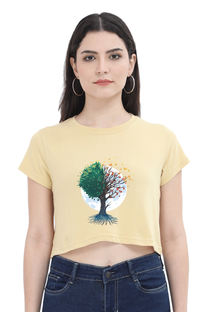 Tree Of Butterflies Autumn Crop Top