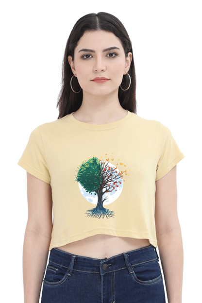Tree Of Butterflies Autumn Crop Top