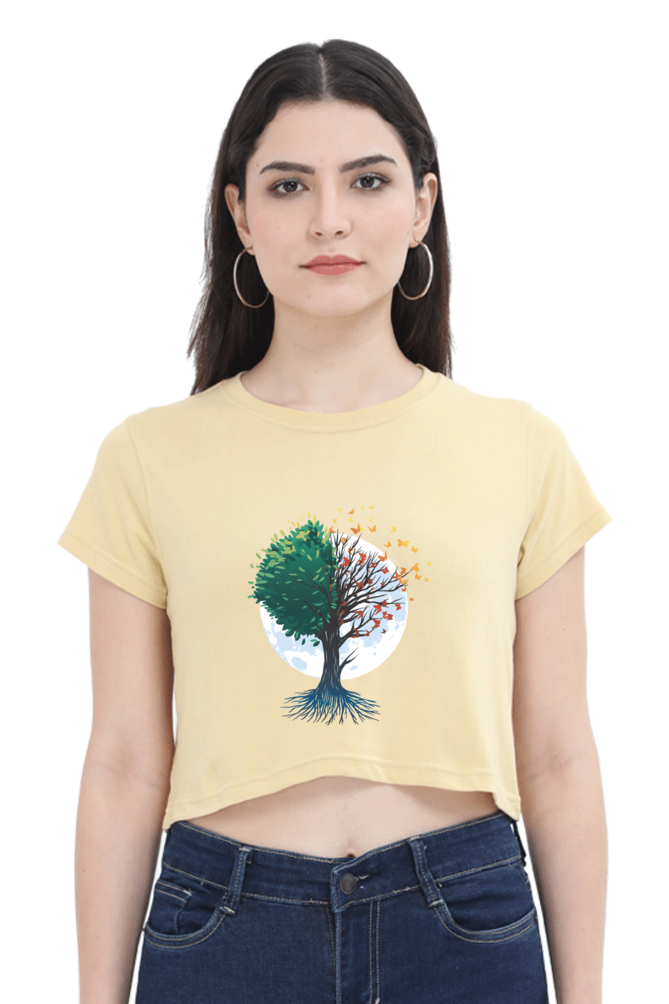 Tree Of Butterflies Autumn Crop Top
