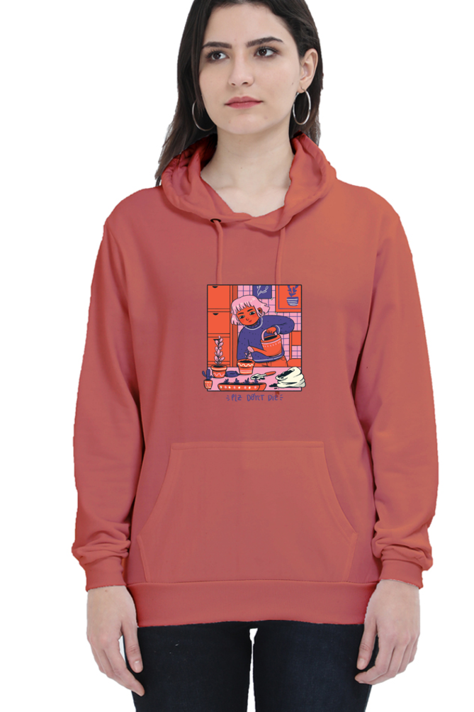 Girl Watering Plant Hooded Sweat Shirt