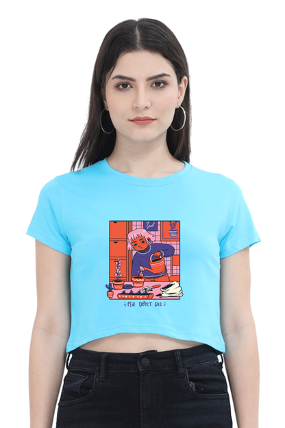 Girl Watering Plant Crop Top