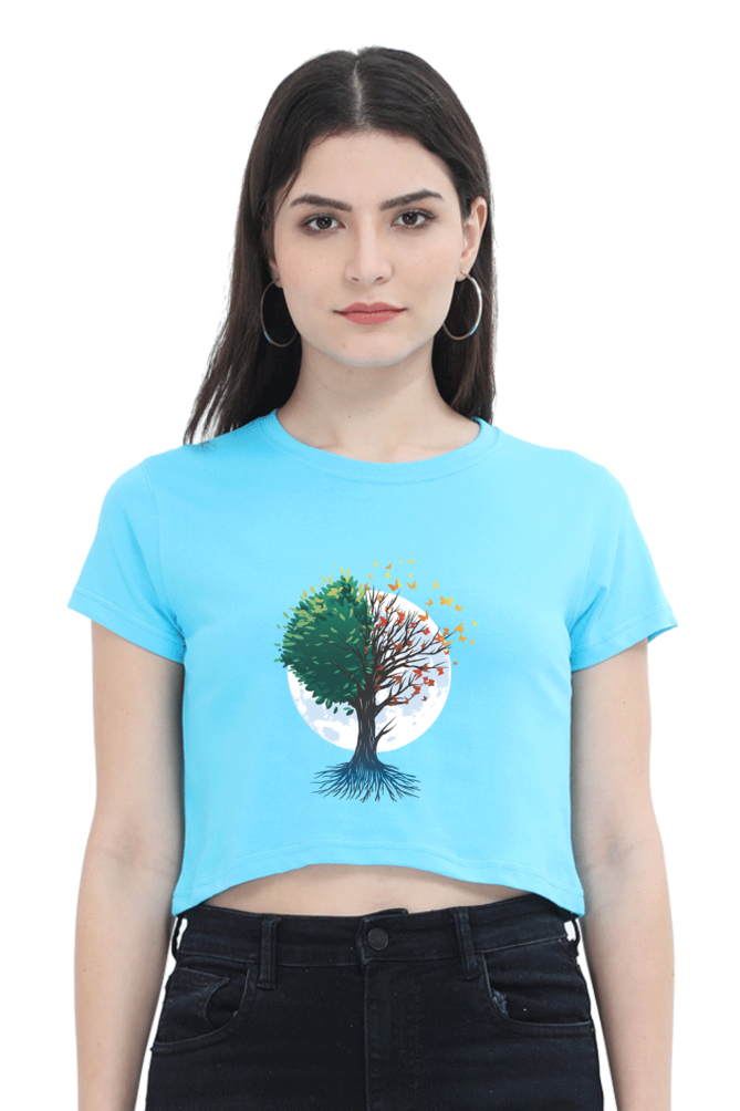 Tree Of Butterflies Autumn Crop Top