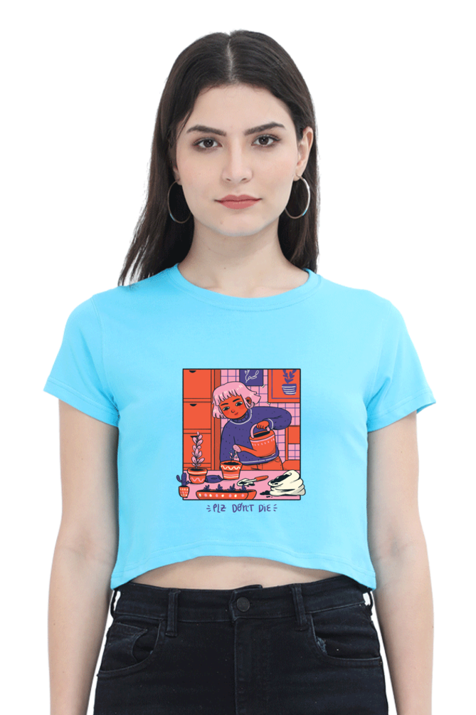Girl Watering Plant Crop Top