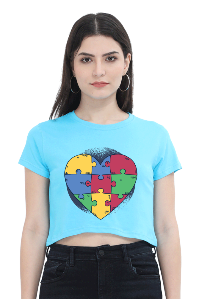 Autism Heart Puzzle Crop Top