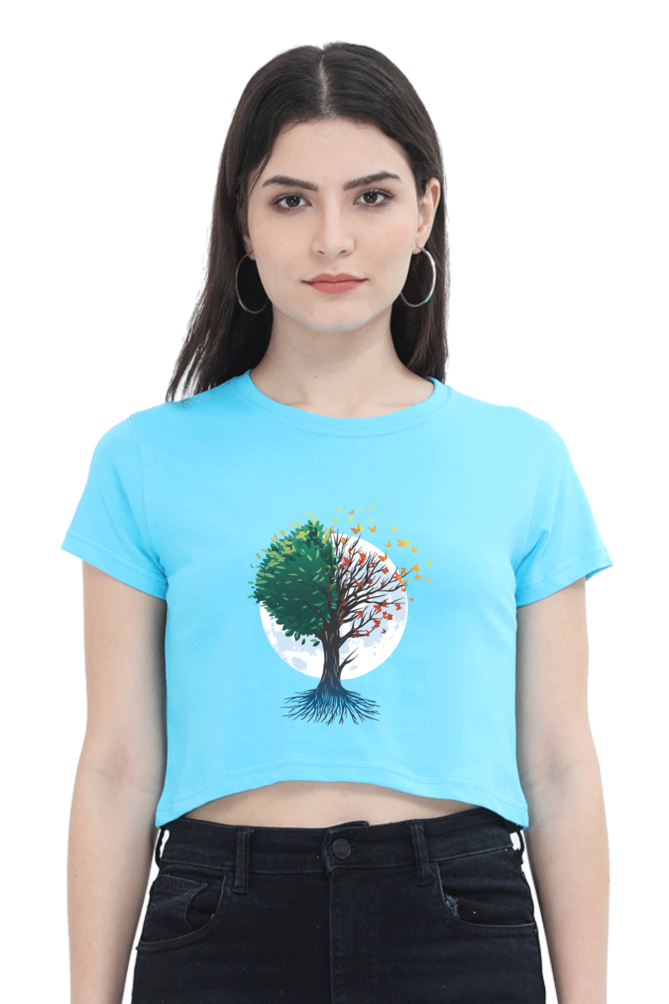Tree Of Butterflies Autumn Crop Top