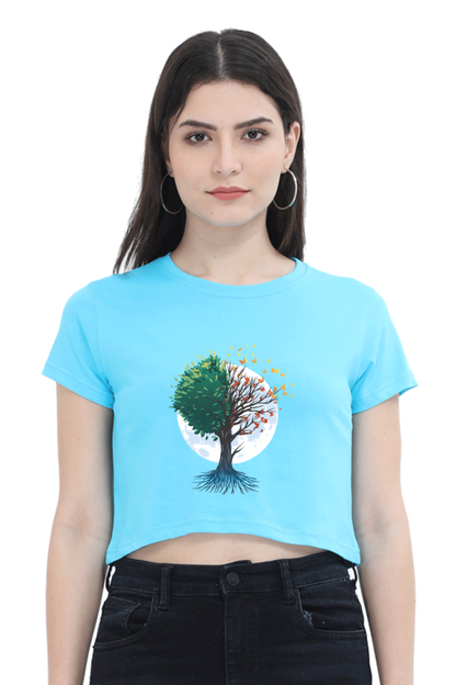 Tree Of Butterflies Autumn Crop Top