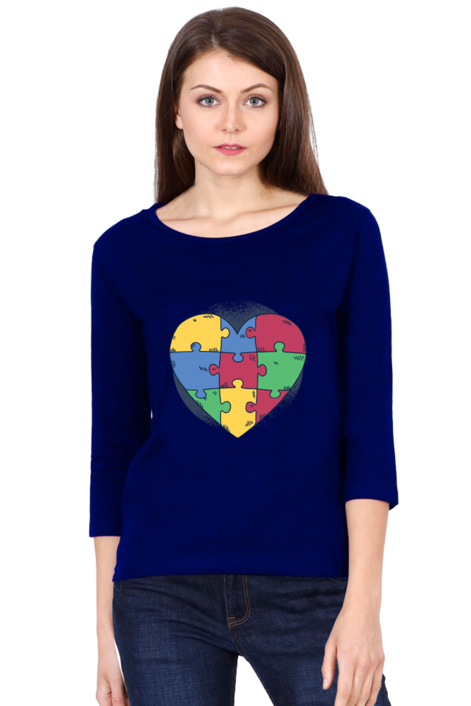 Autism Heart Puzzle Round Neck Full Sleeve