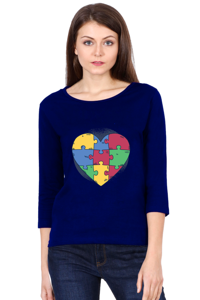 Autism Heart Puzzle Round Neck Full Sleeve