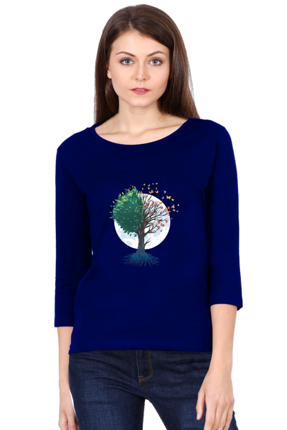 Tree Of Butterflies Autumn Round Neck Full Sleeve