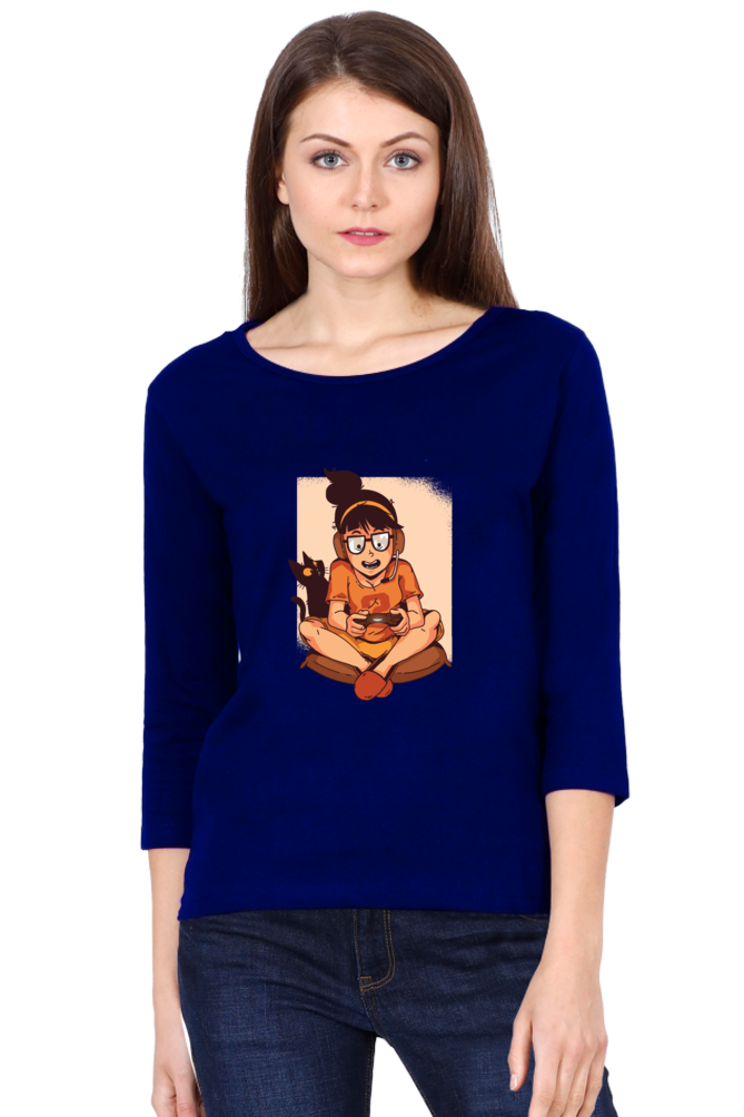 Gamer Girl Round Neck Full Sleeve